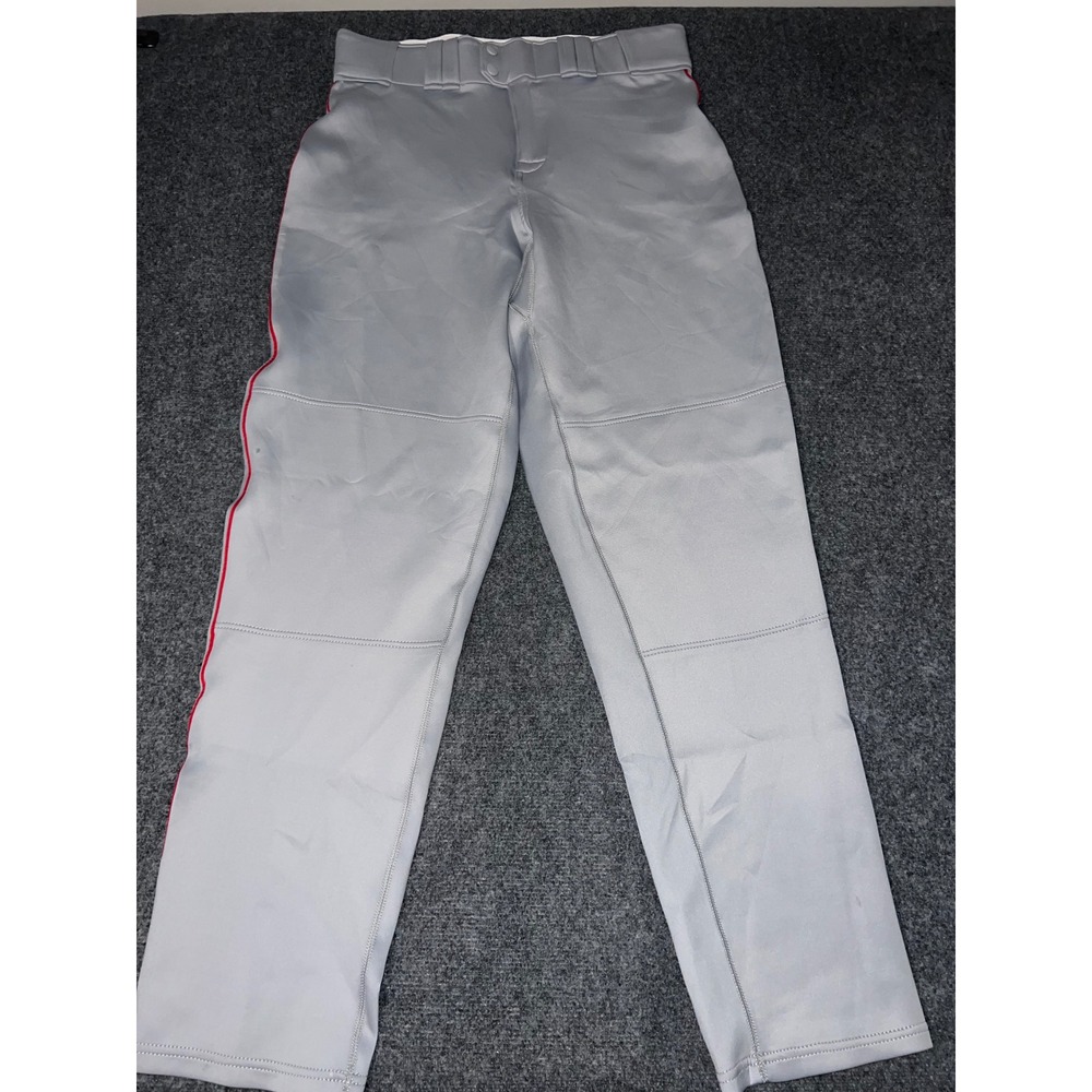 Rawlings Mens Baseball Pants Grey Red Piping Size 36 / 34 Polyester